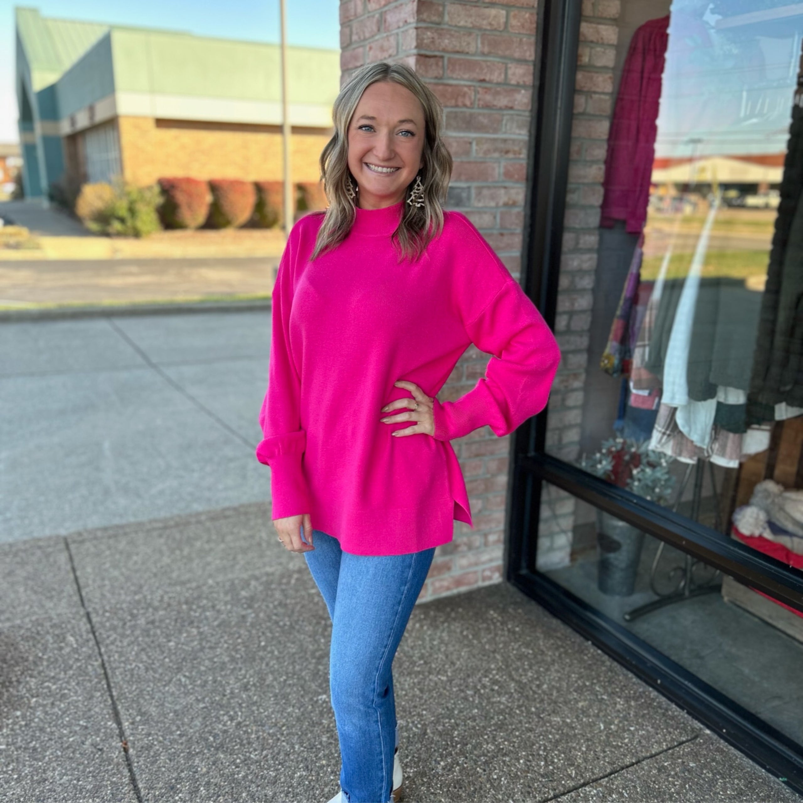 Hot Pink Tunic Sweater
